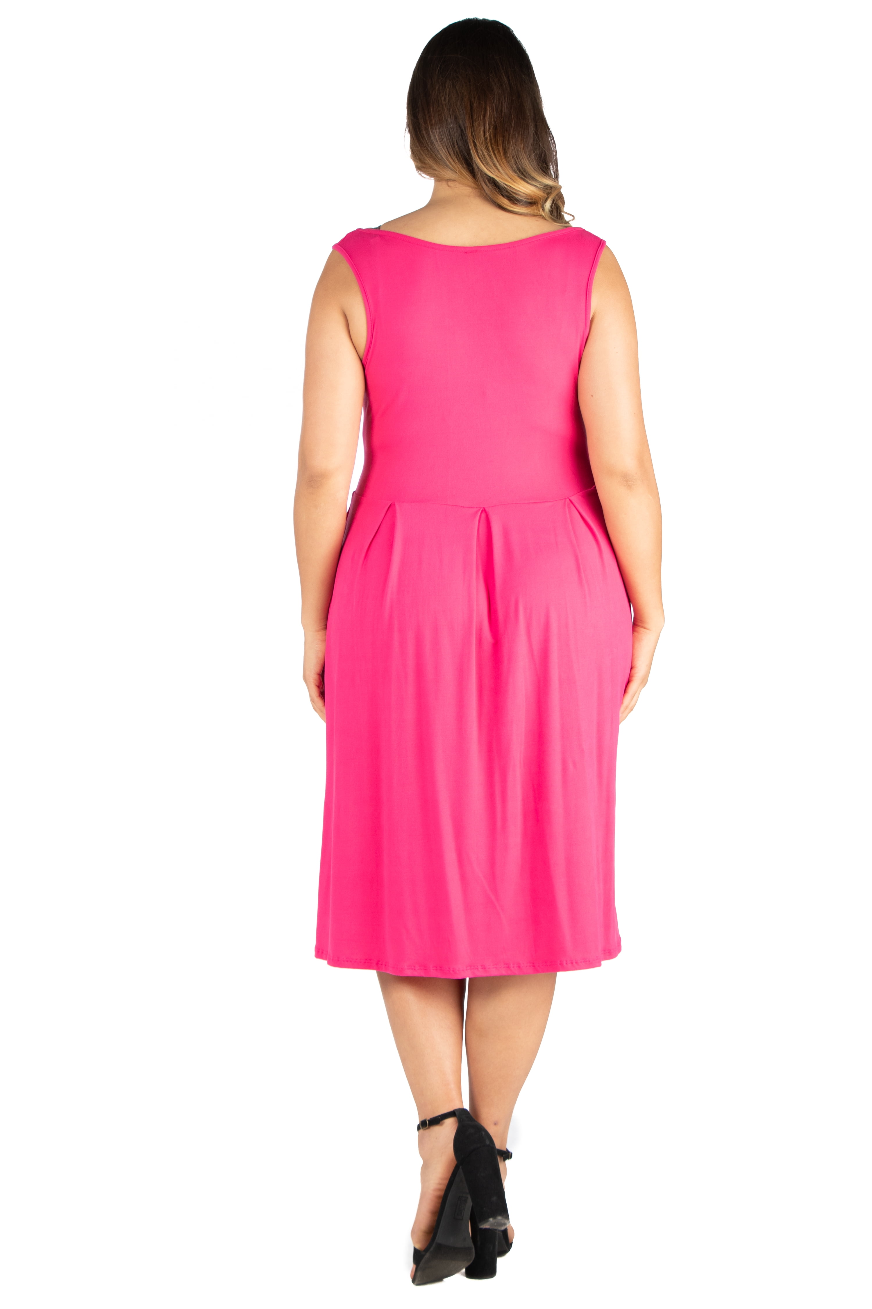 Fit n Flare women's Plus Size Sleeveless Midi Dress - Fit n Flare Dress  with Pockets & V-Neck - Walmart.com