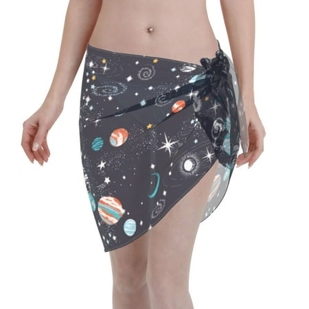 Disketp Galaxy2 Women Swimsuit Cover Up Short Chiffon Summer Beach Sarong Bikini Wrap Skirt Bathing Suit