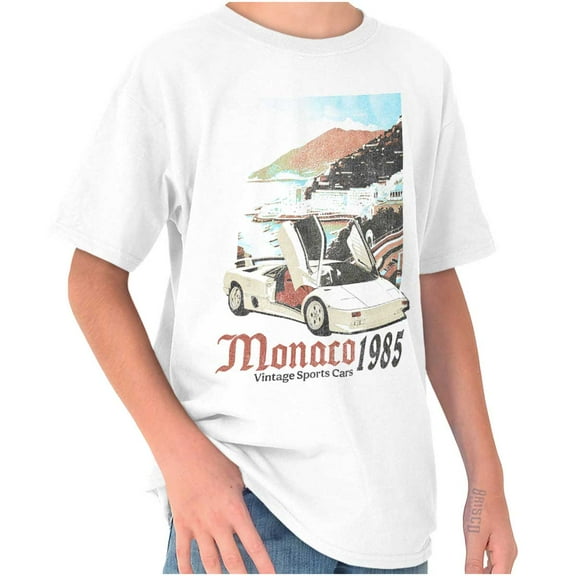 Monaco 1985 Vintage Sports Car Boys Kids T Shirt Tees Tops Teen Brisco Brands S