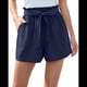 thumbnail image 2 of Pantalones Cortos Casuales de Verano para Mujer con Lazo y Cintura Anudada y Bolsillos. Azul Marino L, 2 of 7