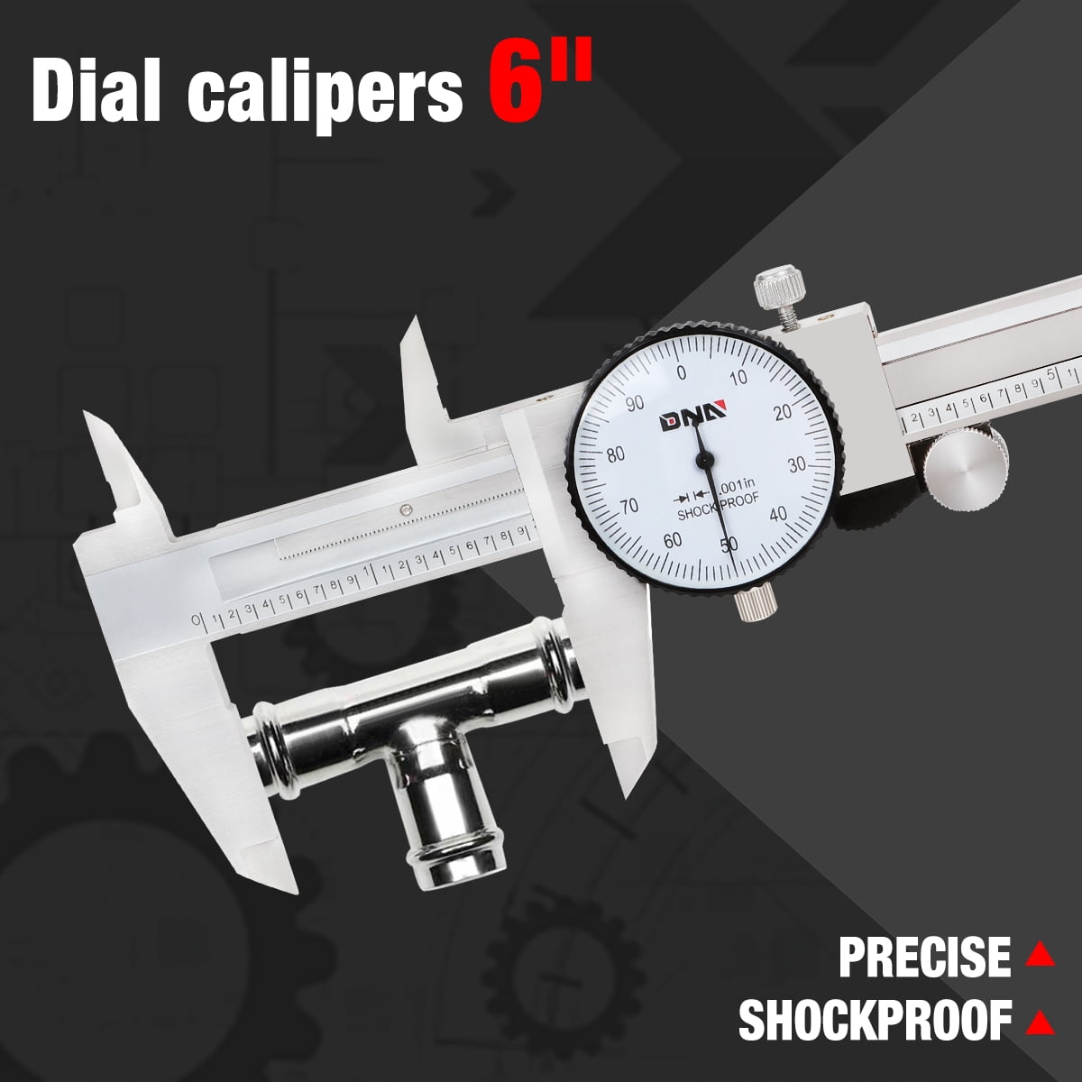 Premium-Grade Stainless Steel Dial Caliper, 6 Inch, Shockproof Measuring Micrometer w/ Lockable Head