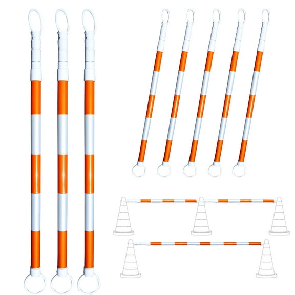 BESEA 8pack Traffic Cone Bar 4 to 9FT Retractable Bars Perfect for Driveway Parking Lot Control Site and Other Public Places