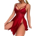 thumbnail image 3 of Camisón ANGGREK Fibra de Poliuretano Vino Rojo con Bragas, 3 of 8