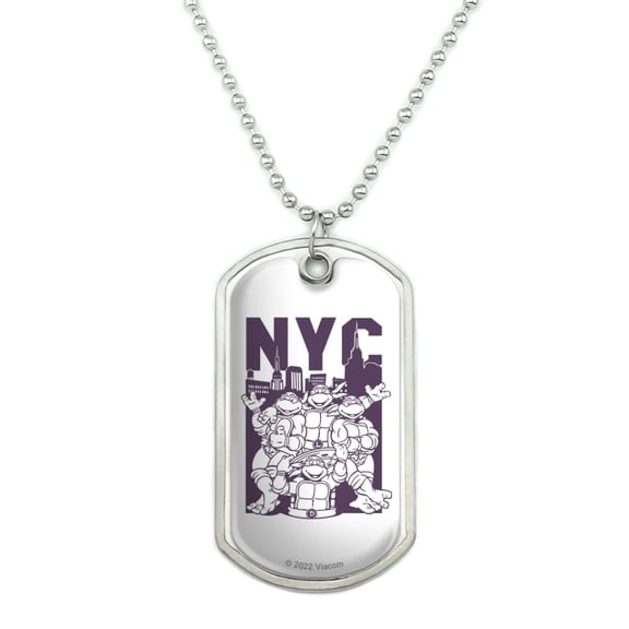 TMNT NYC Turtles Military Dog Tag Pendant Necklace with Chain