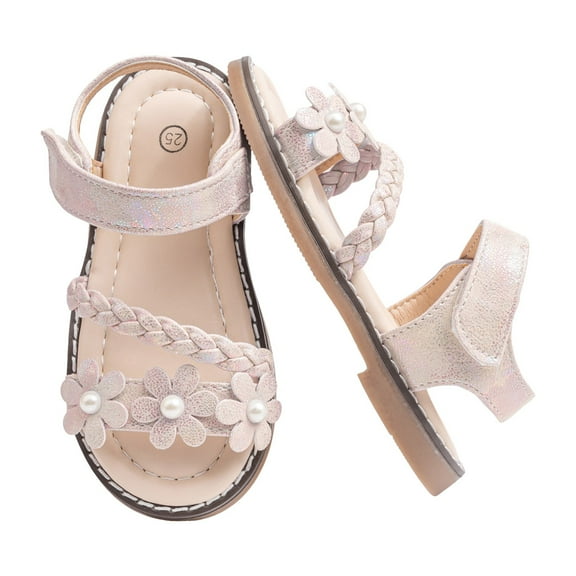 Mepaouo Girls Sandals Open Toe Ballet Dress Flat Shoes Ankle Strap Summer Slip ons for Toddler Kids