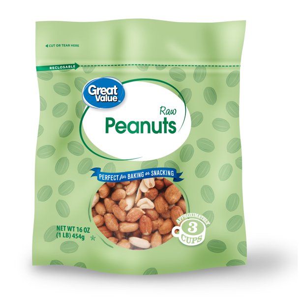 Great Value Raw Peanuts, 16 oz