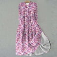 thumbnail image 2 of PuLe 【New】 Summer Short Sleeve Dress Women's Spring Summer Boho Floral Lapel Neck Button Casual A-Line Lace-Up Dress, 2 of 5