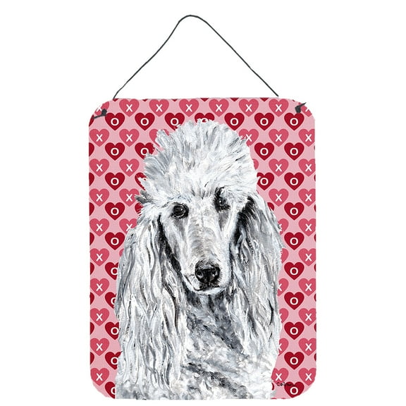 White Standard Poodle Hearts and Love Wall or Door Hanging Prints