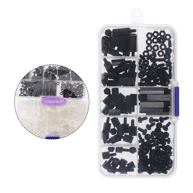 HINTRMENT 300 Pcs Entretoises en Nylon Assortiment pour Réparation Travail avec Plastique en Nylon Noir