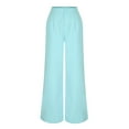 thumbnail image 3 of Fmbrln Womens Solid Commuting Suit Pants Casual Button High Waist Office Business Work Pants Lounge Straight Wide Leg Pants Sky Blue XL, 3 of 5