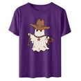 thumbnail image 2 of GaThRRgYP Womens Tops Short Sleeve Dressy,Womens Summer Short Sleeve Tunic Tops,Halloween Day Shirts Womens Printed T-Shirt Short Sleeve Graphic Tees Purple S, 2 of 3