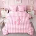 thumbnail image 2 of Erosebridal Mauve Satin Bow Ribbon Twin Bedding for Girls, Romantic Floral Print Bedding Comforter Set, Pink Reversible 7-Piece, 2 of 6