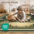 thumbnail image 4 of ODIKA 6'x9' Washable Area Rug Fishing Lake Leaping Bass Cabin Motif Lure Novelty Vintage Hooked Flowing for Family Room, Living Mater Bedroom, Non-Slip, Easy Care, 4 of 7