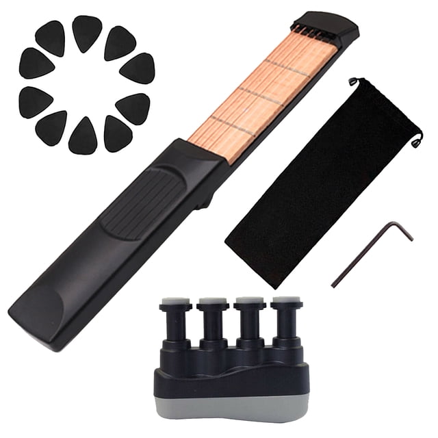 Portátil Guitarra de Bolsillo kusrkot Herramienta de Práctica de Guitarra para Principiantes con 4 trastes