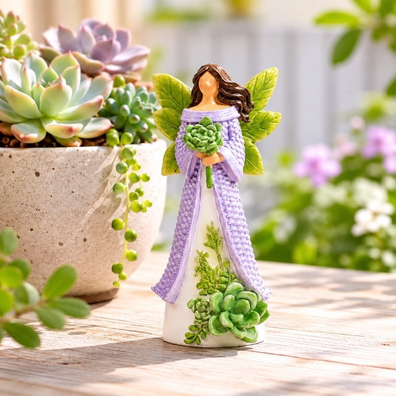 Mini Resin Angel Miniature Figurine Plant Tabletop Decorations, 3.9" Succulent Fairy Small Statue Fairy Garden Accessories Pot Decor, Outdoor Indoor Table Shelf Tiered Tray Office Desk Home Decor
