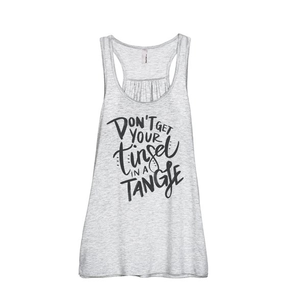 Don't Get Your Tinsel In A Tangle Women's Fashion Sleeveless Flowy Racerback Workout Yoga Tank Top Sport Grey Large