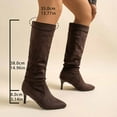 thumbnail image 5 of Wowcloth Women's Winter Boots – Stacked Fold Knee-High Pointed Toe Stiletto Heel Solid Color Casual Fashion Boots, 5 of 9