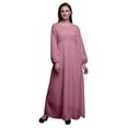 thumbnail image 1 of Bimba Robe Maxi à Manches Longues pour Femmes en Georgette Mousse Imprimée de Plumes d'Aigle, Taille Élastique - Très Petit, 1 of 5