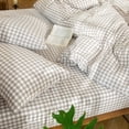 thumbnail image 2 of MooMee Gingham Duvet Cover Set King 100% Washed Cotton Linen Like Textured Breathable Lightweight 3-Piece (Tannish Linen Grey, 104"x90"), 2 of 8
