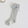 thumbnail image 2 of Kids Socks, Breathable Baby Socks Spanish Hollow Knit Mid Calf Socks With Bow For Girls Boys Spring Summer Comfortable Toddler(Light Gray,2-4 Years), 2 of 4