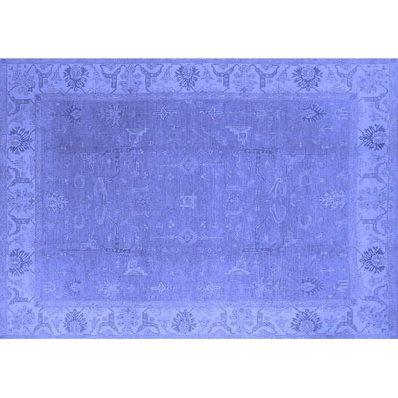 Ahgly Company Machine Washable Indoor Rectangle Oriental Blue Traditional Area Rugs, 2' x 4'