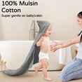 thumbnail image 6 of Yoofoss Hooded Baby Towels for Newborn 2 Pack 100% Muslin Organic Cotton Baby Bath Towel with Hood for Babies, Infant, Toddler and Kids, 32x32Inch, Soft and Absorbent Newborn Essential, 6 of 8