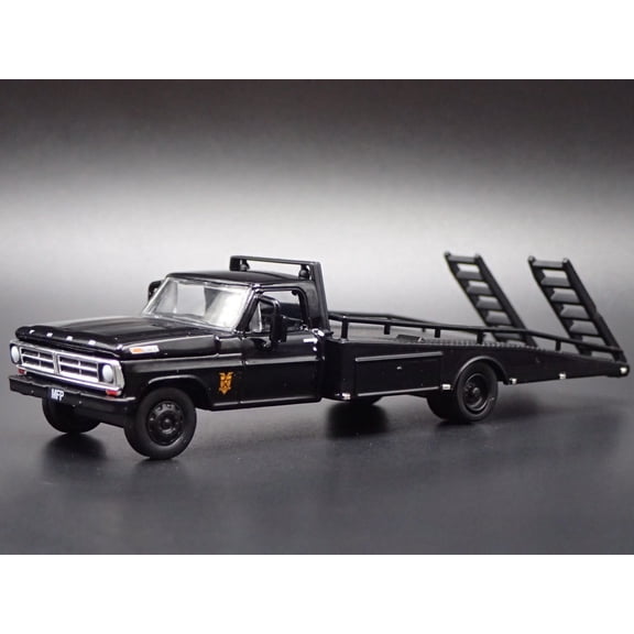 Open Box 1972 72 FORD F-350 RAMP TRUCK BLACK 1:64 SCALE COLLECTIBLE DIECAST MODEL CAR