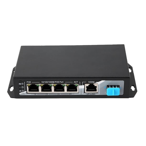 Convertidor De Fibra Óptica De Conmutador Ethernet De 10/100/1000 Mbps Con Caja De Metal Gigabit De 4 Puertos Kearding EL007518-00