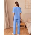 thumbnail image 4 of EKOUAER Cotton Pajamas Sets for Women Soft Contrast Piping Lounge Set 2 Piece Short Sleeve Pj Set with Pockets, 4 of 6