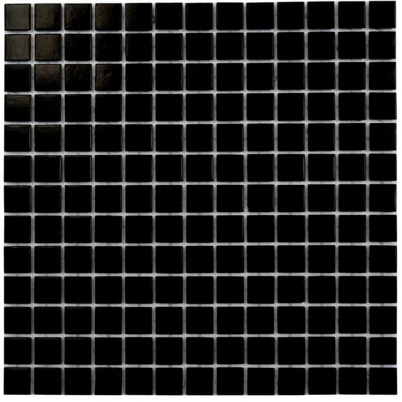 Dune 12 in. x 12 in. Glossy Black Glass Mosaic Wall and Floor Tile (20 sq. ft./case) (20-pack)