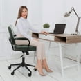 thumbnail image 3 of Silla de Oficina Ergonómica con Respaldo Medio, Apoyabrazos, Tapizado en Cuero PU, Ajustable en Altura, Color Verde, 3 of 7