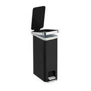 Better Homes & Gardens Slim Kitchen Trash Can, 10.5 Gallon Plastic Step Garbage Bin with Soft Close Lid, Black