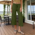 thumbnail image 4 of Summer Casual Pants Solid Color Straight Loose with an Elastic Waistband and Pockets For Shorter Women/Regular/Tall, 4 of 5
