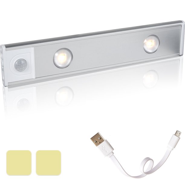 Muyoka Luz de armario LED 3 modos Lámpara de armario LED Ángulo de haz de 120 ° Ventosa Luz de noche con batería de 700 mAh Lámpara de inducción recargable USB para cocina Escalera Dormitorio,20cm Muyoka Hogar