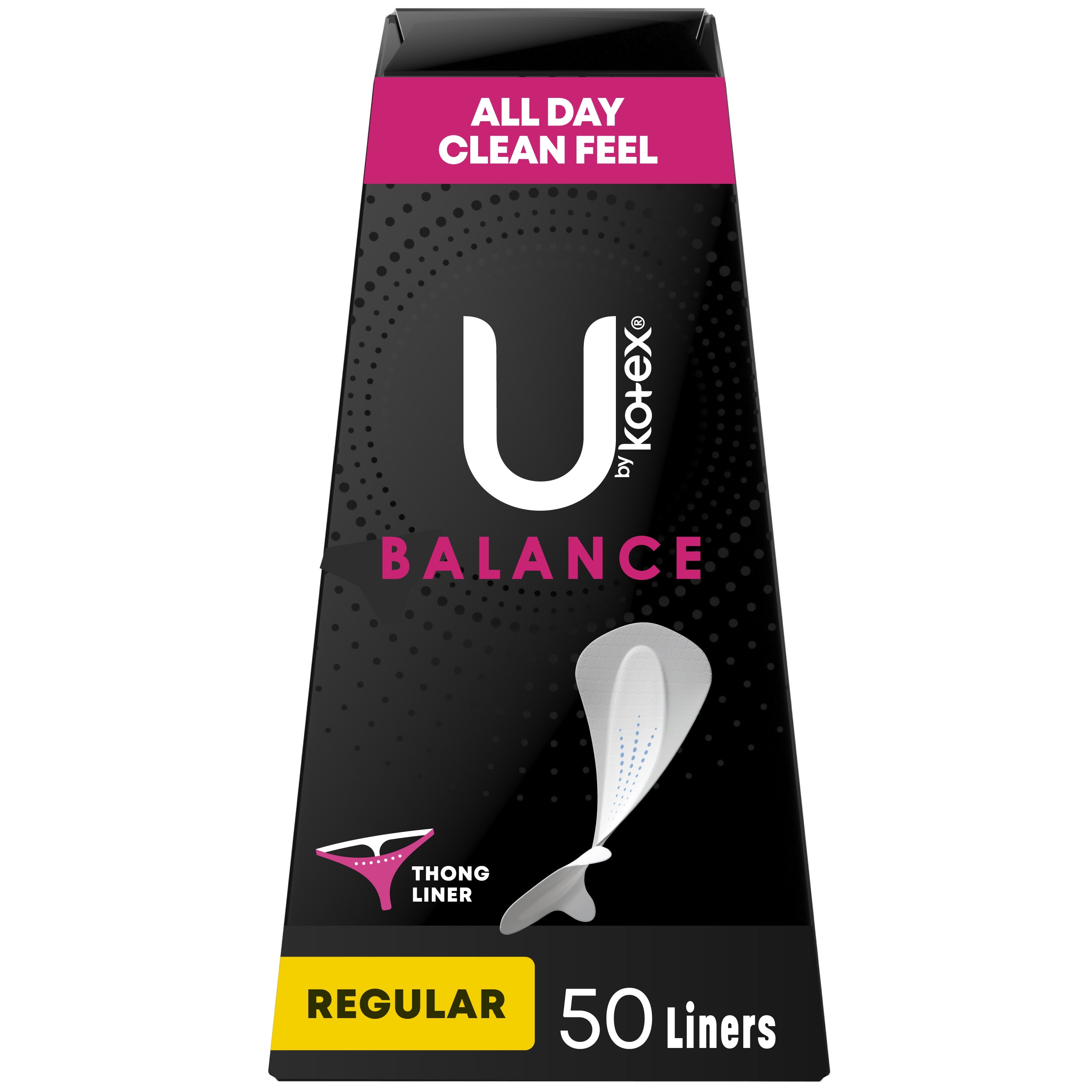 U by Kotex Balance Daily Wrapped Thong Panty Liners, Light Absorbency, Regular, 50 Ct