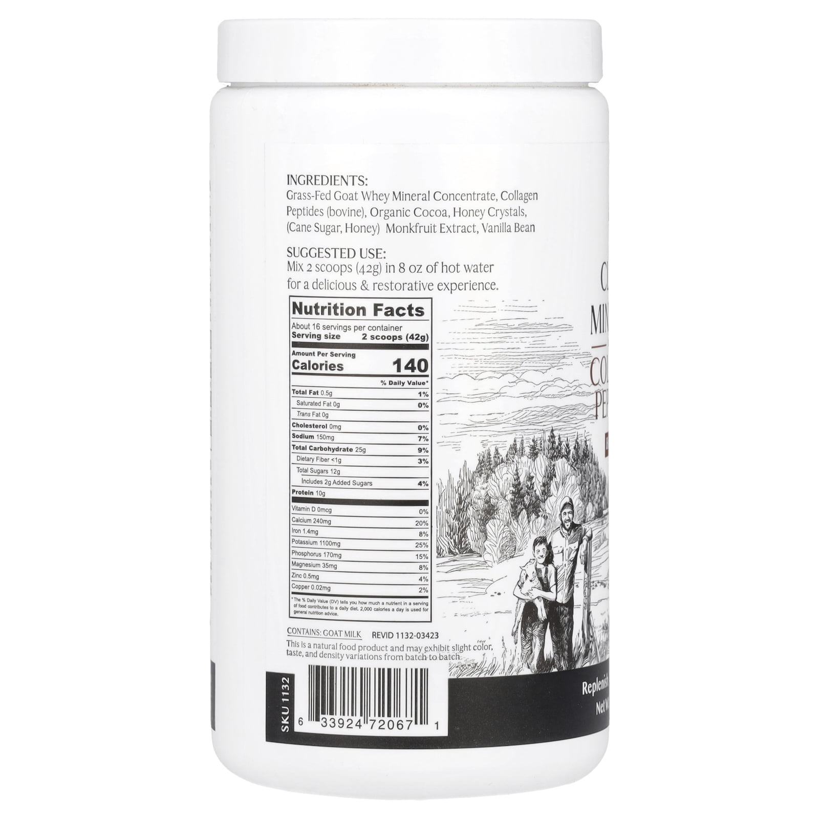Mt. Capra Clean Minerals with Collagen Peptides, Hot Cocoa, 23.8 oz (675 g)