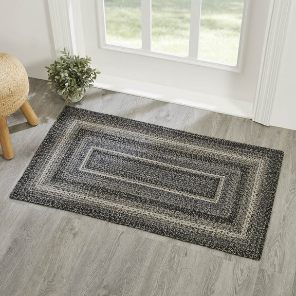 VHC Brands Sawyer Mill Black White Jute Rug Rect w/Pad 27x48