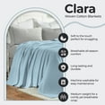 thumbnail image 2 of Superior Clara Cotton Striped Woven Blanket, Full Queen, Light Blue, 2 of 12