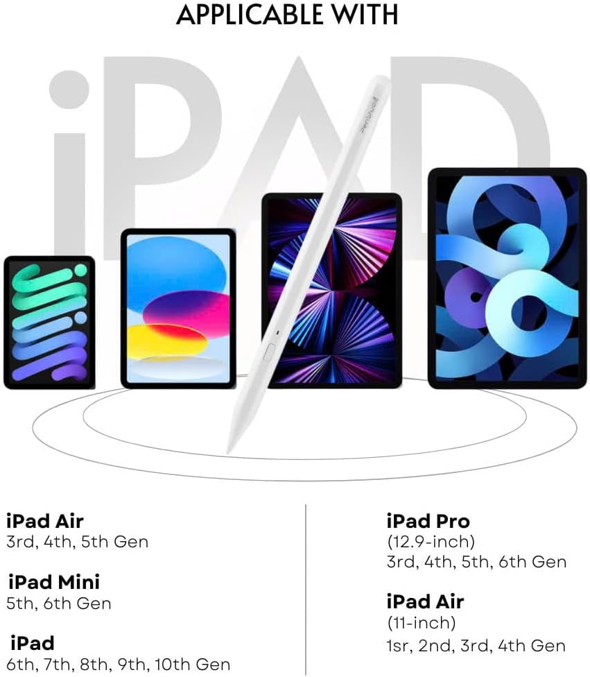 Touch pen suitable for Apple iPad (2018 - 2025 model) | Faster charging | Customizable functions | Quick switching