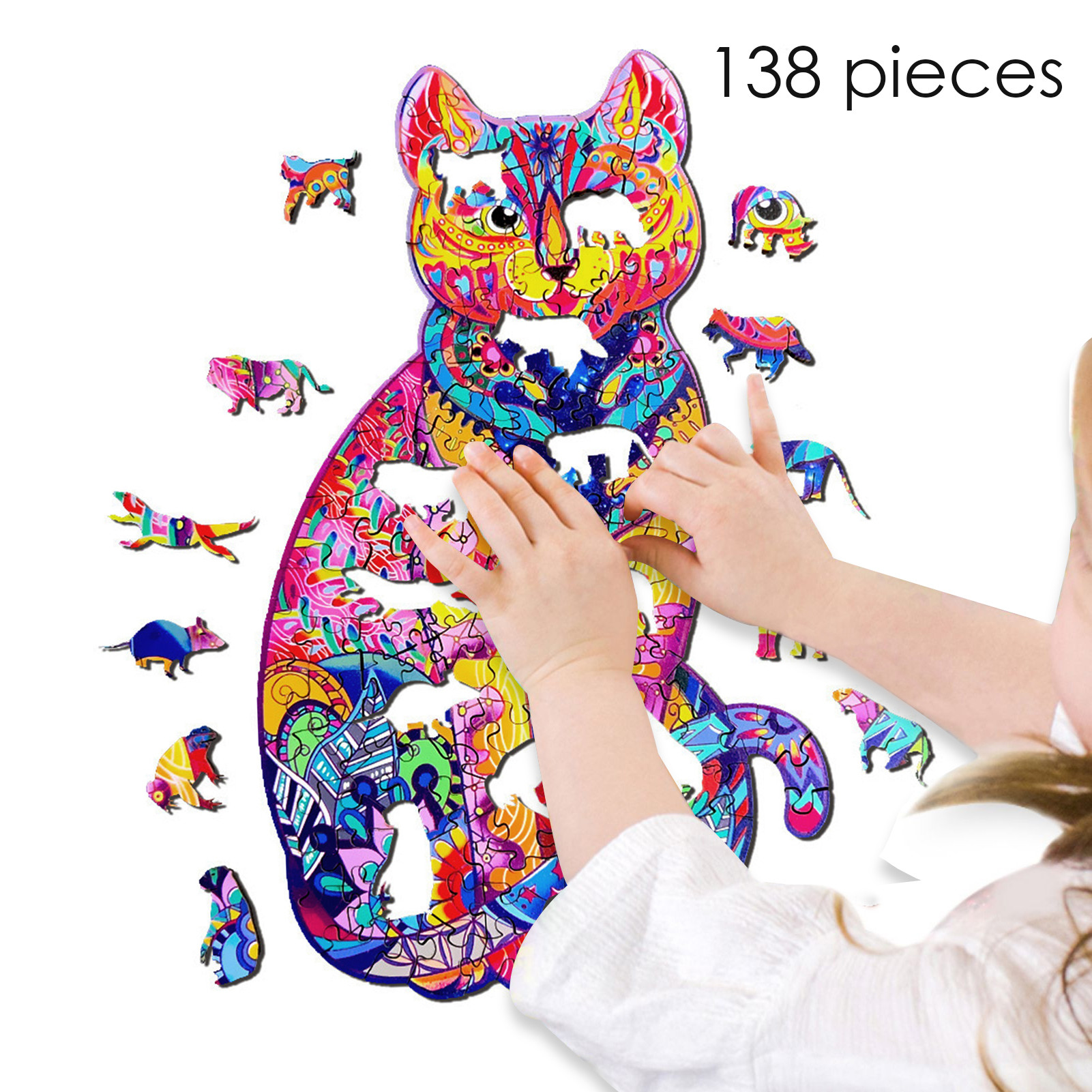 MEGAWHEELS Jigsaw Puzzles 138 Pieces Brain Teaser Cat Puzzles for 