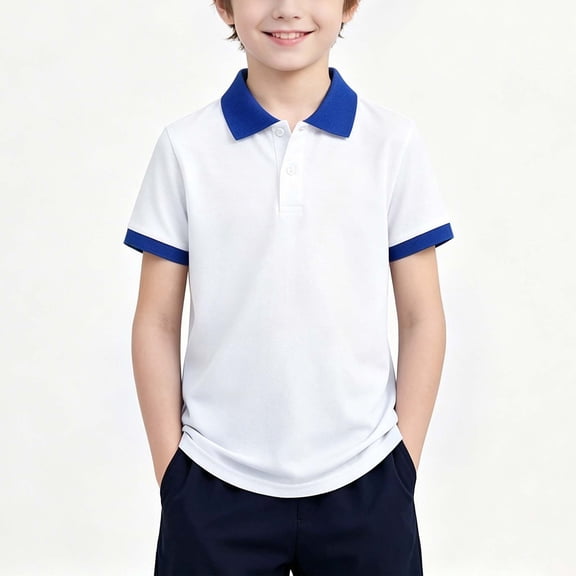 JOANKDMI Collared Shirts Boys Girls 4-5 Short Sleeve Contrast T Shirts Casual Golf Tennis Tops Lightweight Breathable Uniform Activewear for Kids Summer School