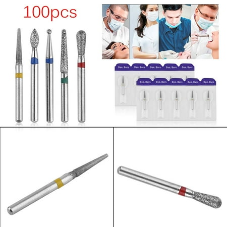 100Pcs/Set Practical Dental Diamond Burs For High Speed Handpiece Medium