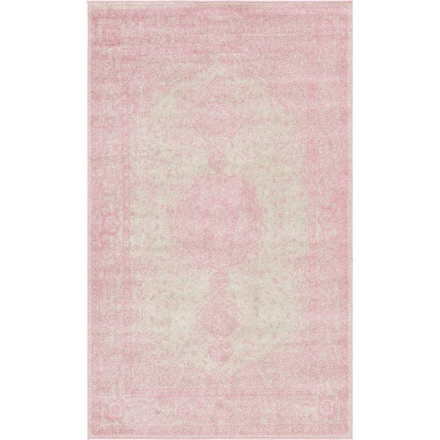 Unique Loom Bromley Traditional Border Rug 5' x 8' Rectangular Pink/Ivory
