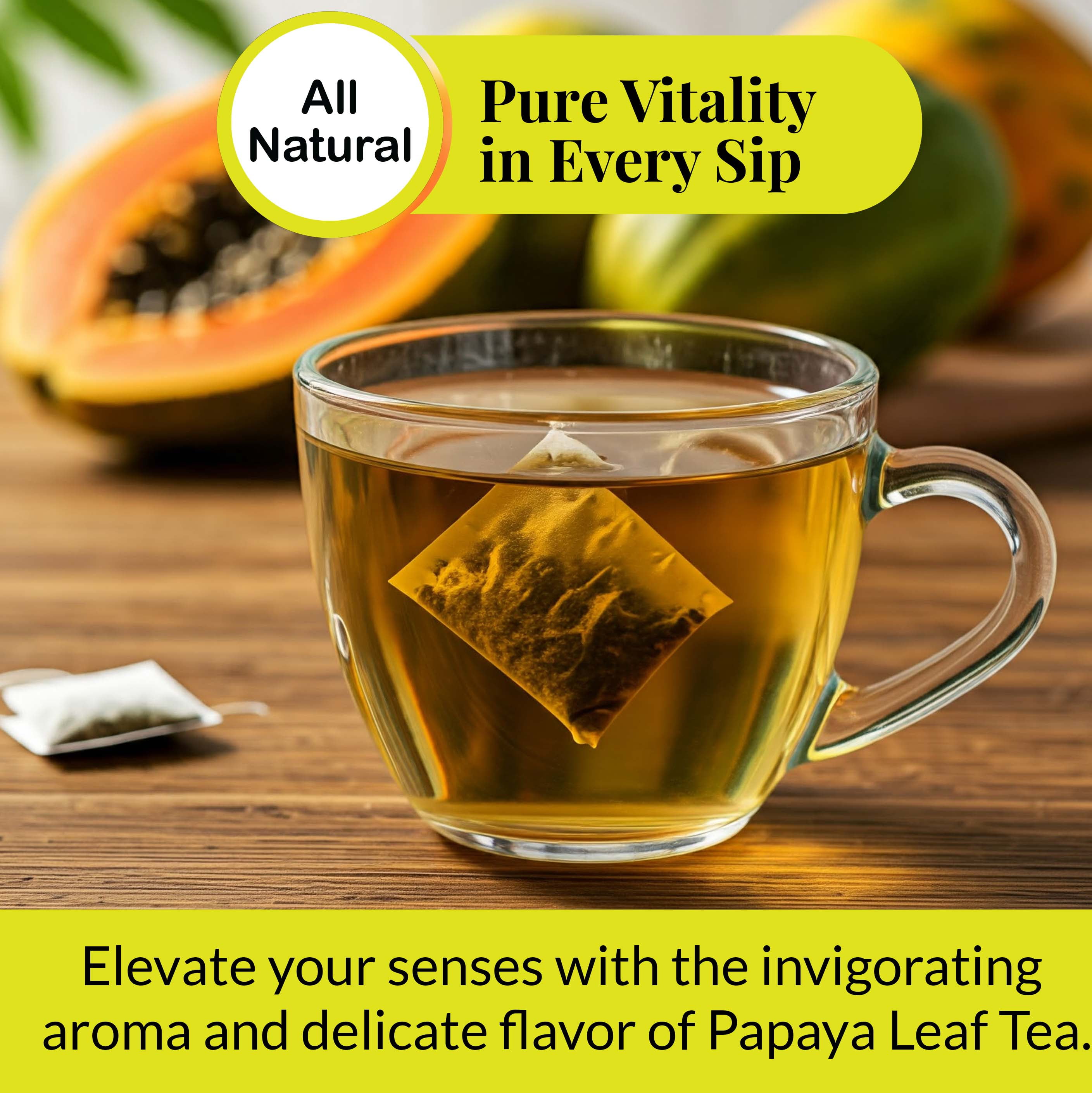 Akshit Papaya  Leaf Tea Bags,  150 Count,  100% Natural Papaya Leaves,  Caffeine-Free, Aromatic Herbal Tea, Non GMO.