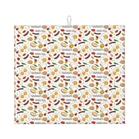 

Naloa Sausage Tomato Toast Dish Drying Mat for Kitchen Counter Heat Resistant Drainer Mats Absorbent Draining Mat Dish Rack Pad 16 x18