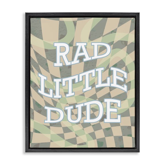 Stupell Industries Contemporary Rad Little Dude Phrase Black Floating Frame Canvas Art, 25 x 31, by Lil' Rue