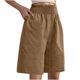 thumbnail image 2 of Karight Bermuda Shorts For Women Knee Length Wide Leg Summer Casual Long Linen Shorts Baggy High Waisted Short With Pockets, 2 of 9