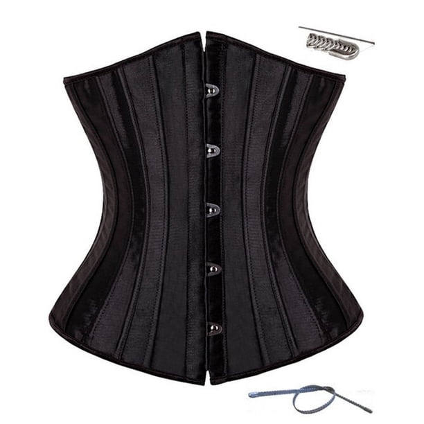Corsé Palace de 26 huesos de acero, corsé moldeador de cuerpo, cinturón de satén con presilla para la cintura, corsé moldeador de cuerpo para el abdomen y el pecho