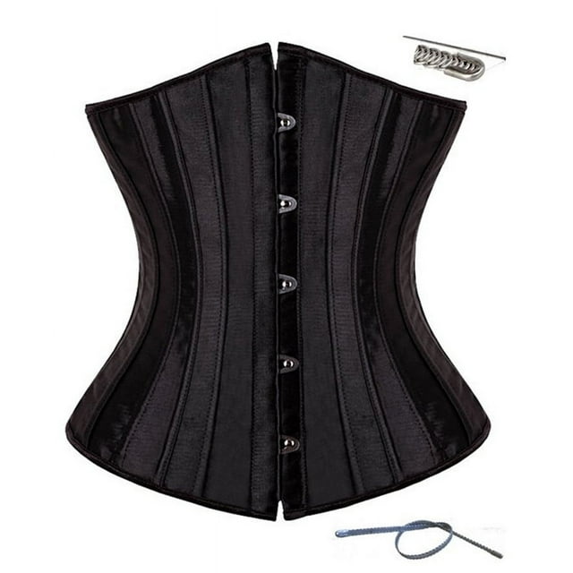 Corsé Palace de 26 huesos de acero, corsé moldeador de cuerpo, cinturón de satén con presilla para la cintura, corsé moldeador de cuerpo para el abdomen y el pecho