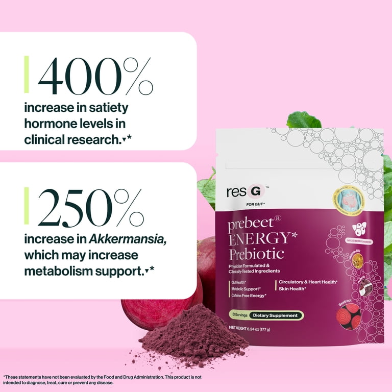 glp 1 drink mix resbiotic resG prebeet Energy Prebiotic Fiber Drink Mix, Digestion Support,  6.24 oz